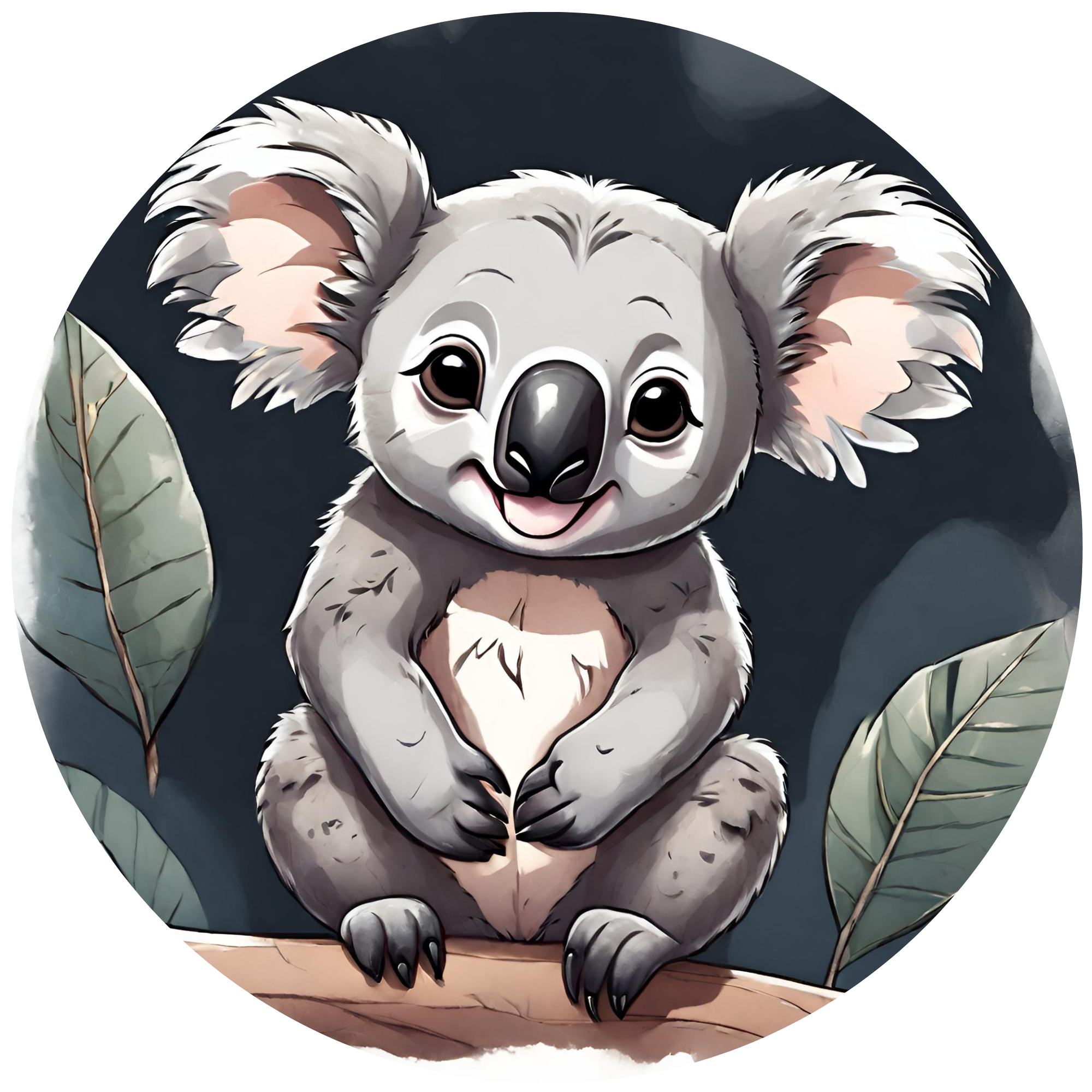Kruhová nálepka na stenu - Koala